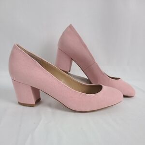 NEW JustFab Shoes Womens 5.5 Caroline Pumps Heel ROSE PINK Comfy Dressy NIB